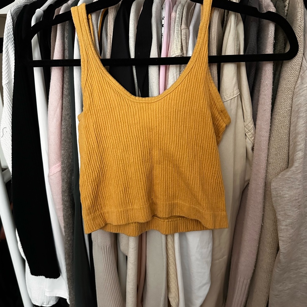 Mustard Yellow Ribbed Tank Top URBAN OUTFITTERS